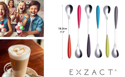 Set of 6 Long Handle Sundae Spoons, 18.2cm Assorted