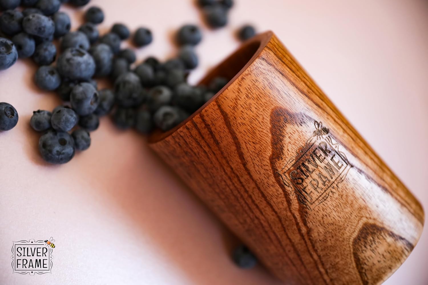 Silver Frame Wooden Spoons for Cooking, Utensils Set with Kitchen Holder 7 pieces of Teak Wood Cooking Utensils Set