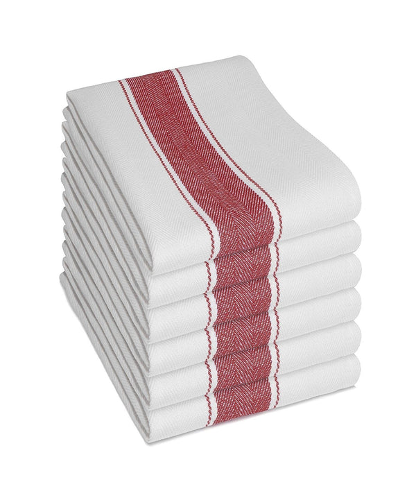Pack of 6 Cotton Herringbone Kitchen Tea Towels, 70 x 50cm