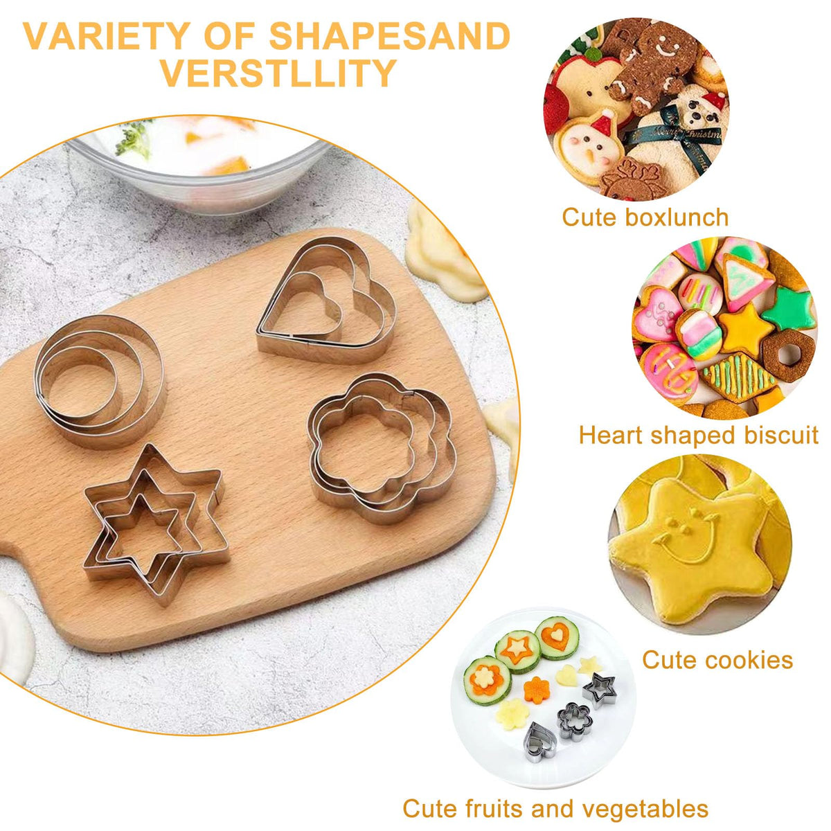 Set of 30 Mini Stainless Steel Biscuit Cutters, Silver