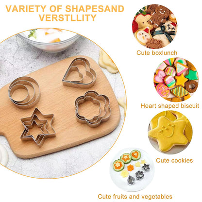 Set of 30 Mini Stainless Steel Biscuit Cutters, Silver