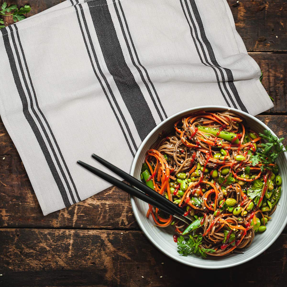 Pack of 5 Cotton Kitchen Tea Towels, 70 x 50cm