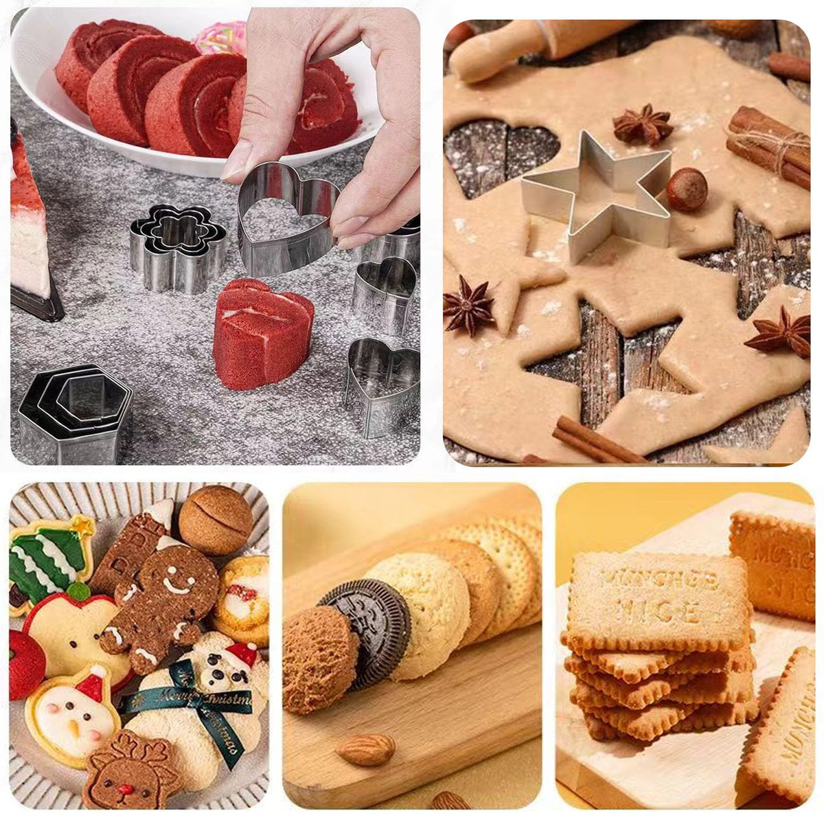 Set of 30 Mini Stainless Steel Biscuit Cutters, Silver