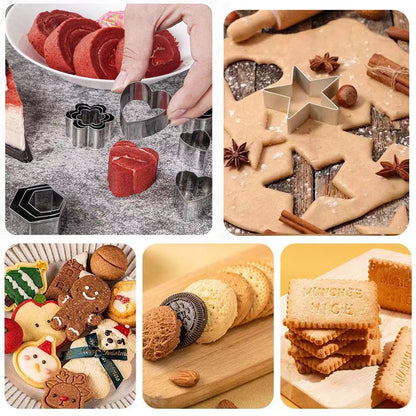 Set of 30 Mini Stainless Steel Biscuit Cutters, Silver
