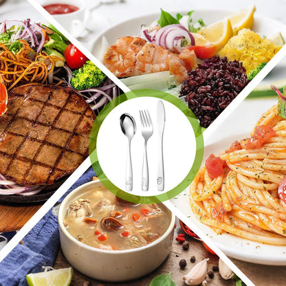 Set of 6 Children's Stainless Steel Cutlery, Silver