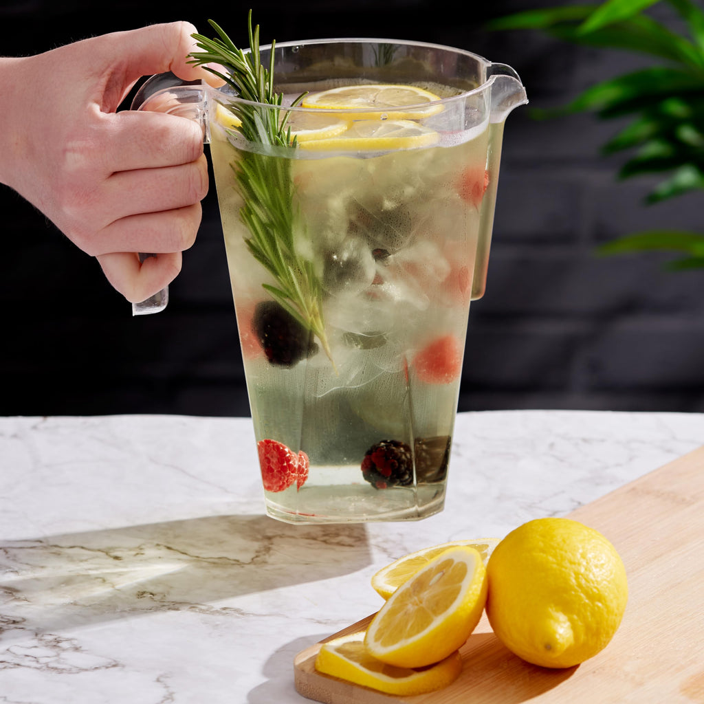 MATANA 6 Reusable Clear Plastic Jugs, Cocktail Pitchers for Parties, 1.5L - Juice, Lemonade, Punch, Sangria, Beers - Birthdays, Weddings, Picnics, BBQ