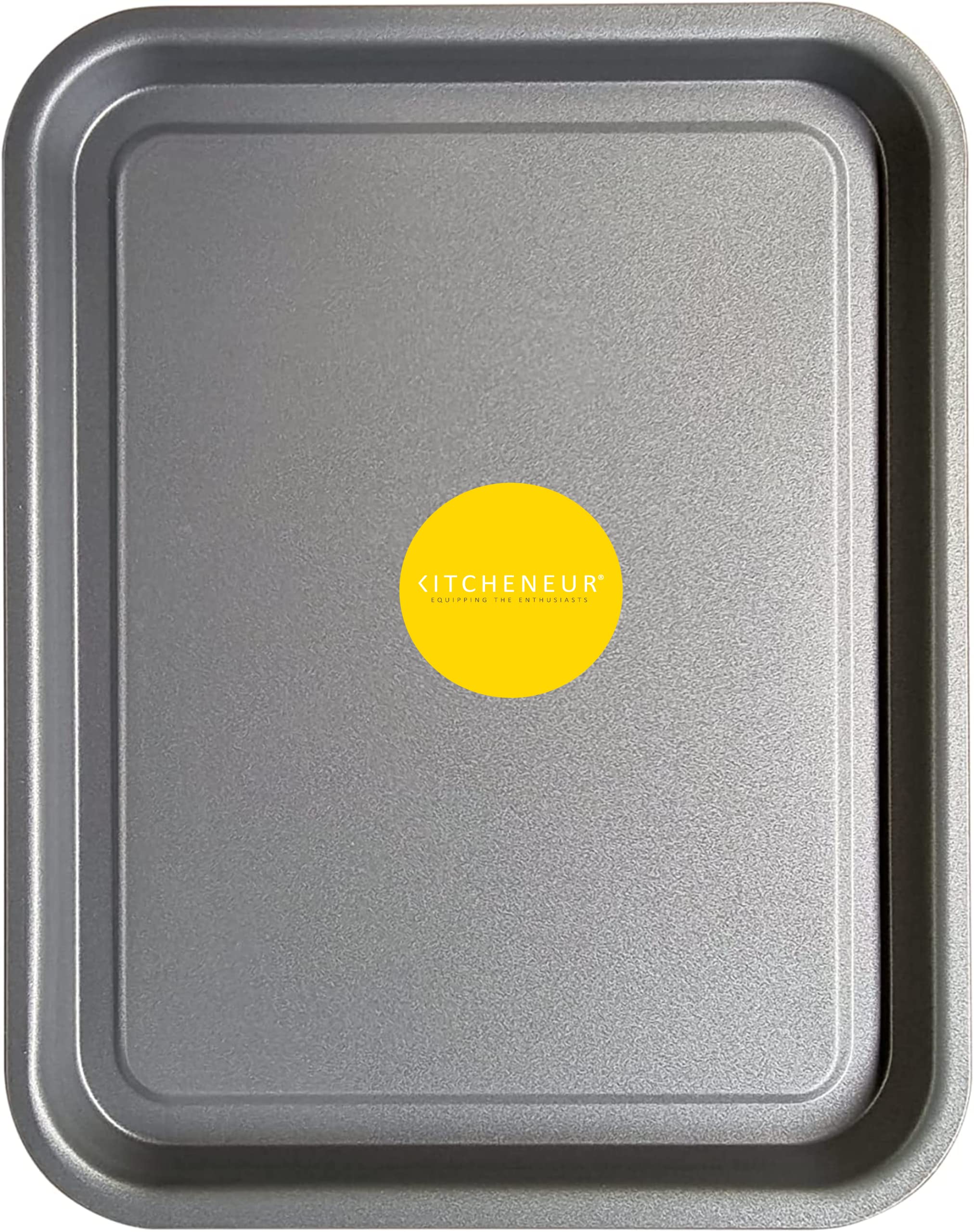 4-Pack - Baking Tray and Roasting Tray Set - 38cm, 35cm & 28cm Baking Trays, and 28cm Roasting Tray Set Tray/Pan, Non-Stick, Multi-Pack Set Oven Trays - Dishwasher Safe and Easy Clean. by KITCHENEUR®