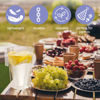 MATANA 6 Reusable Clear Plastic Jugs, Cocktail Pitchers for Parties, 1.5L - Juice, Lemonade, Punch, Sangria, Beers - Birthdays, Weddings, Picnics, BBQ