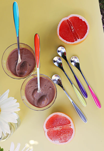 Set of 6 Long Handle Sundae Spoons, 18.2cm Assorted