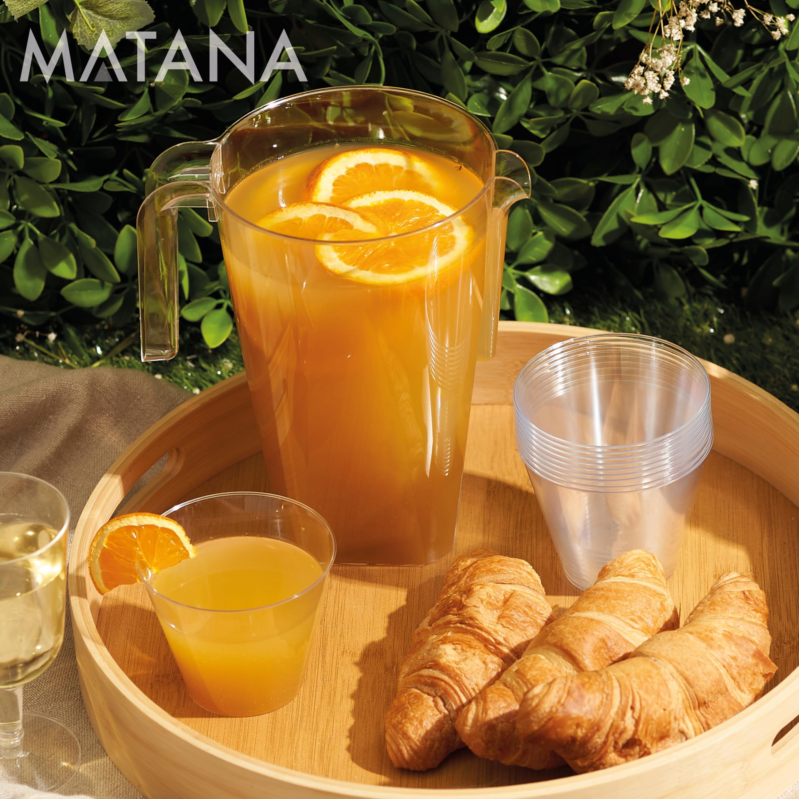 MATANA 6 Reusable Clear Plastic Jugs, Cocktail Pitchers for Parties, 1.5L - Juice, Lemonade, Punch, Sangria, Beers - Birthdays, Weddings, Picnics, BBQ