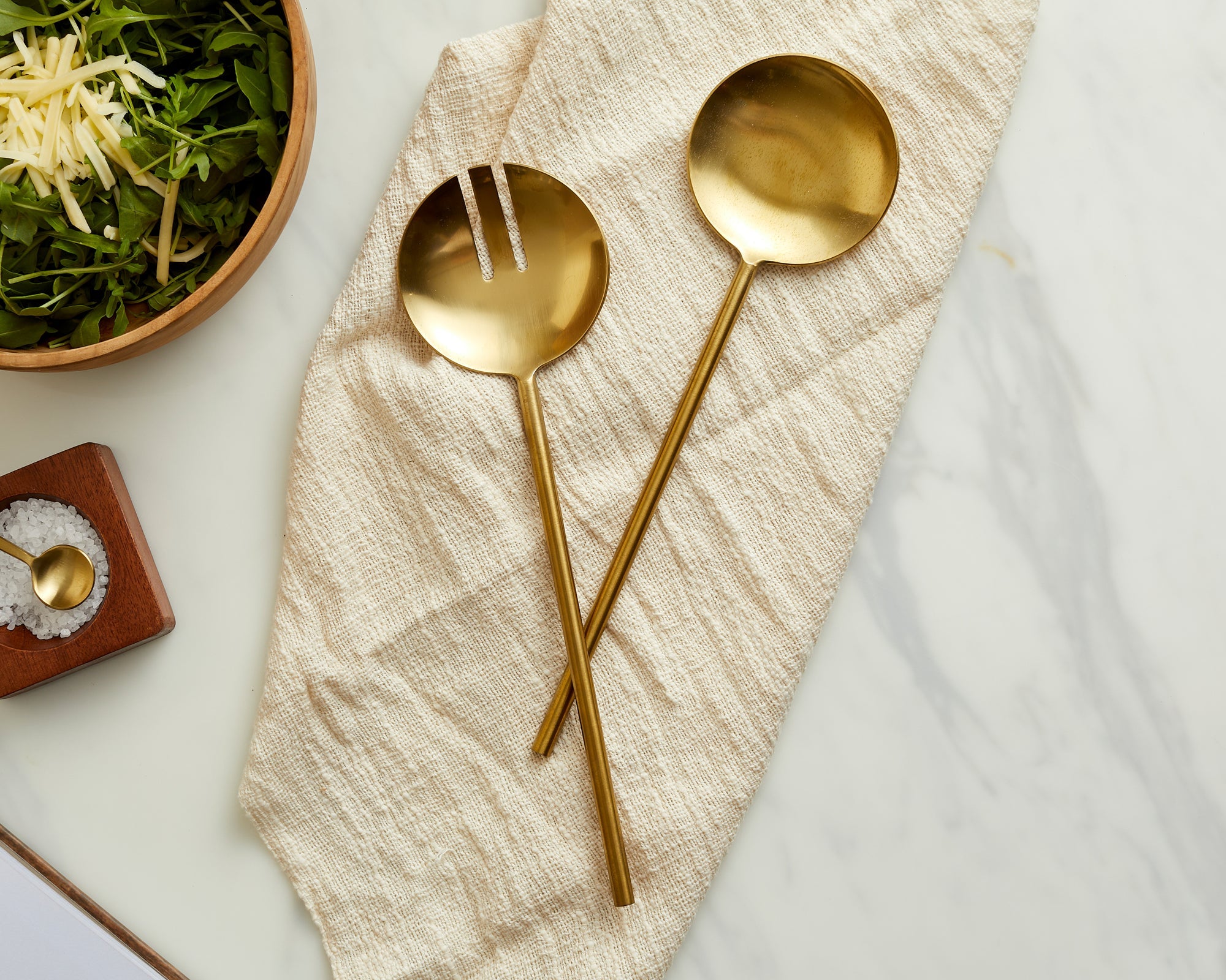 Reine Matte Gold Salad Server Set-0