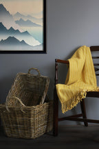 Rectangular Grey Rattan Floor Storage Basket-3