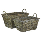 Rectangular Grey Rattan Floor Storage Basket-0