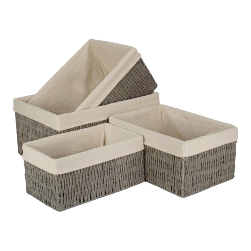 White Cotton Paper Rope Storage Basket with White Cotton Lining-0