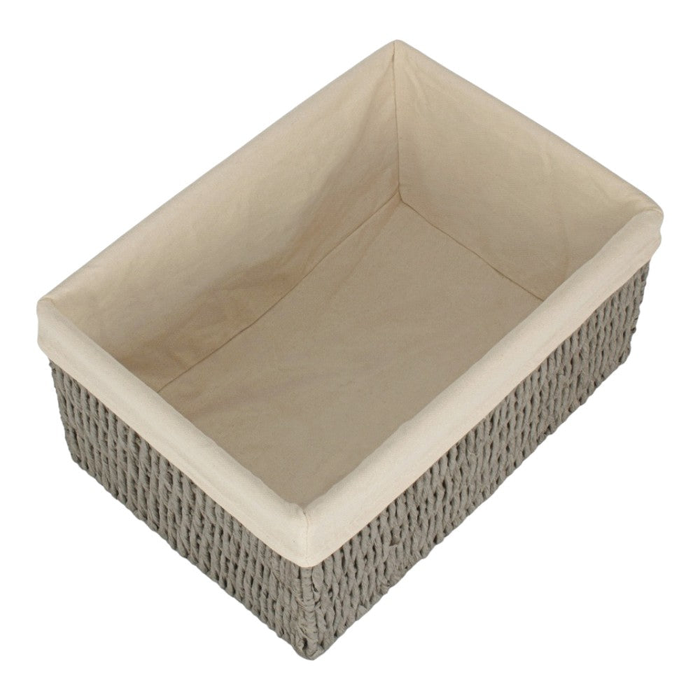 White Cotton Paper Rope Storage Basket with White Cotton Lining-5